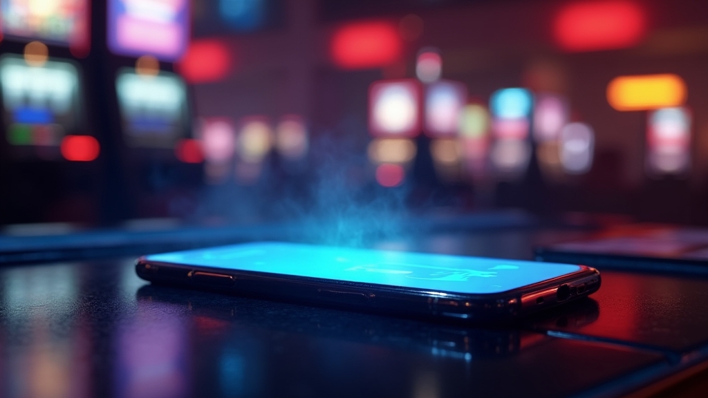 Android κινητό με οθόνη εγκατάστασης APK σε σκοτεινό καζίνο
